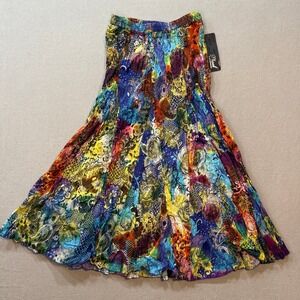 NWT Phool Bohemian Crinkle Gypsy Patchwork Made in India Maxi Skirt Women Small‎
